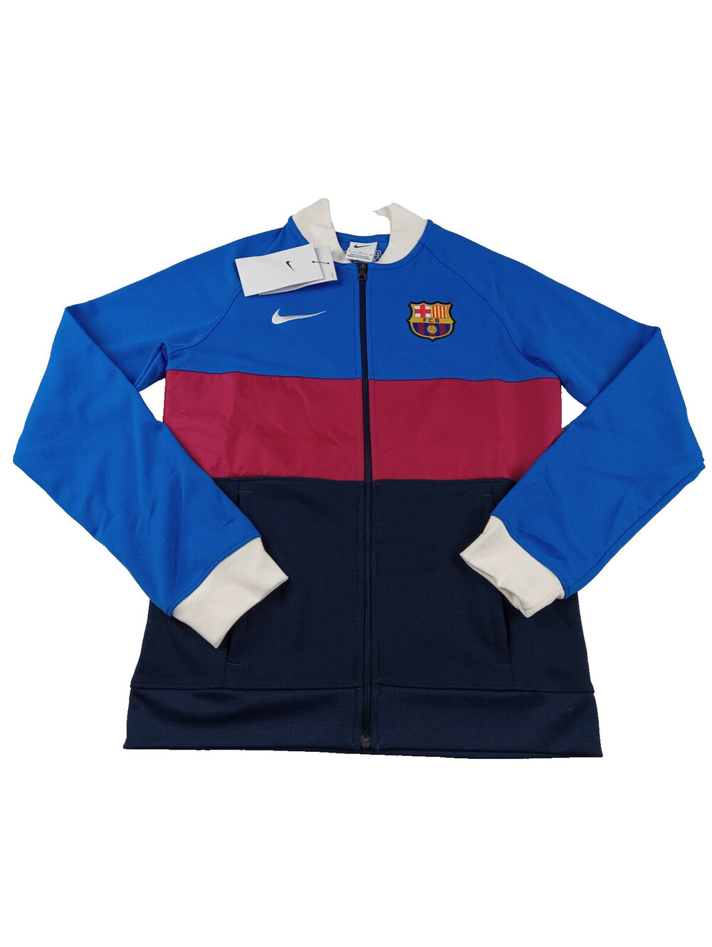 Nike FC Barcelona I96 Anthem Jacket Boys Youth Large Track Full Zip Blue Red L